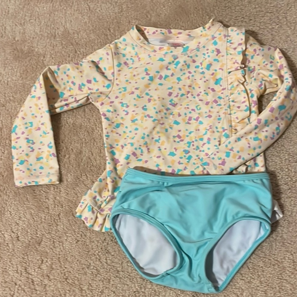 Colorful Ruffle Long Sleeve Top and Blue Ruffle Bag